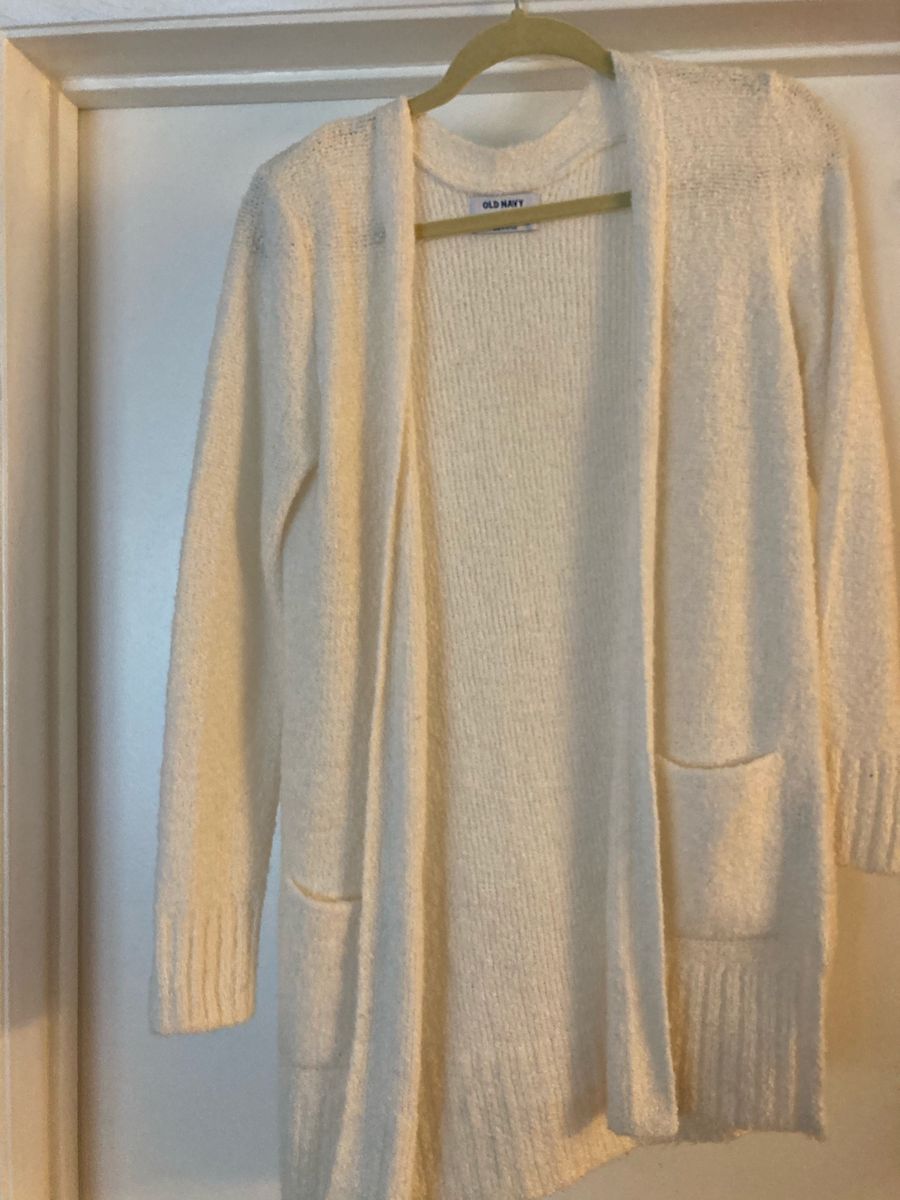 White cozy cardigan duster